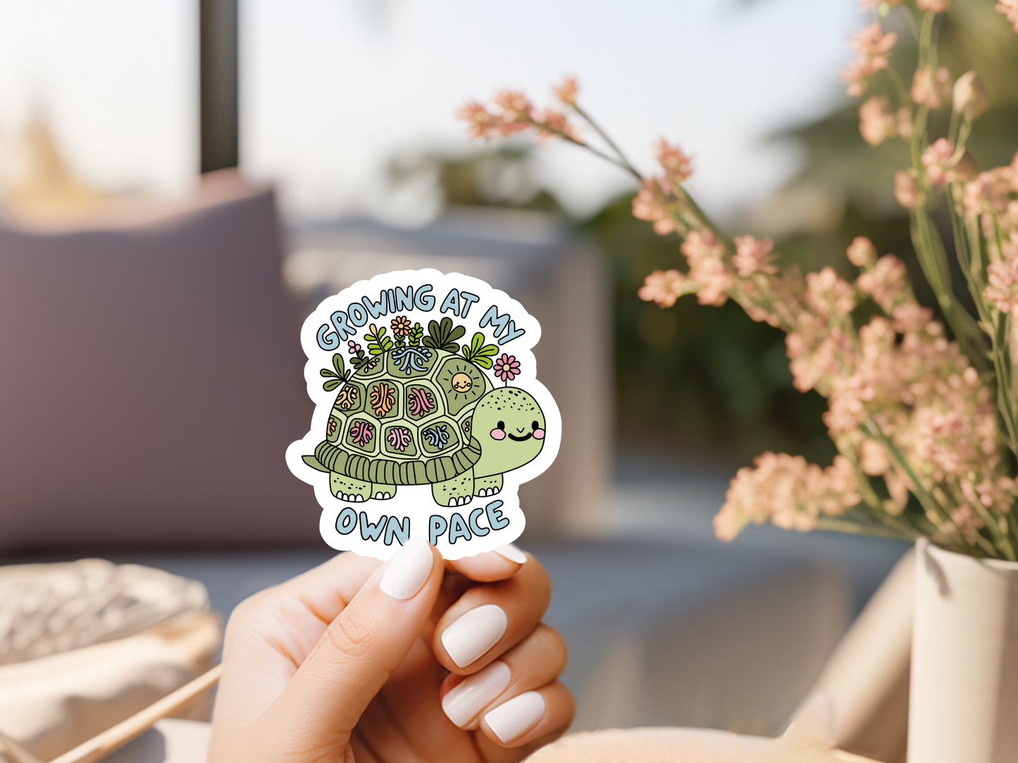 Growing At My Own Pace Turtle Sticker