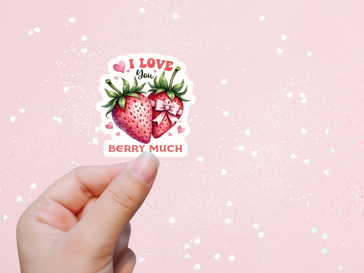 I Love You Berry Much Strawberry Sticker
