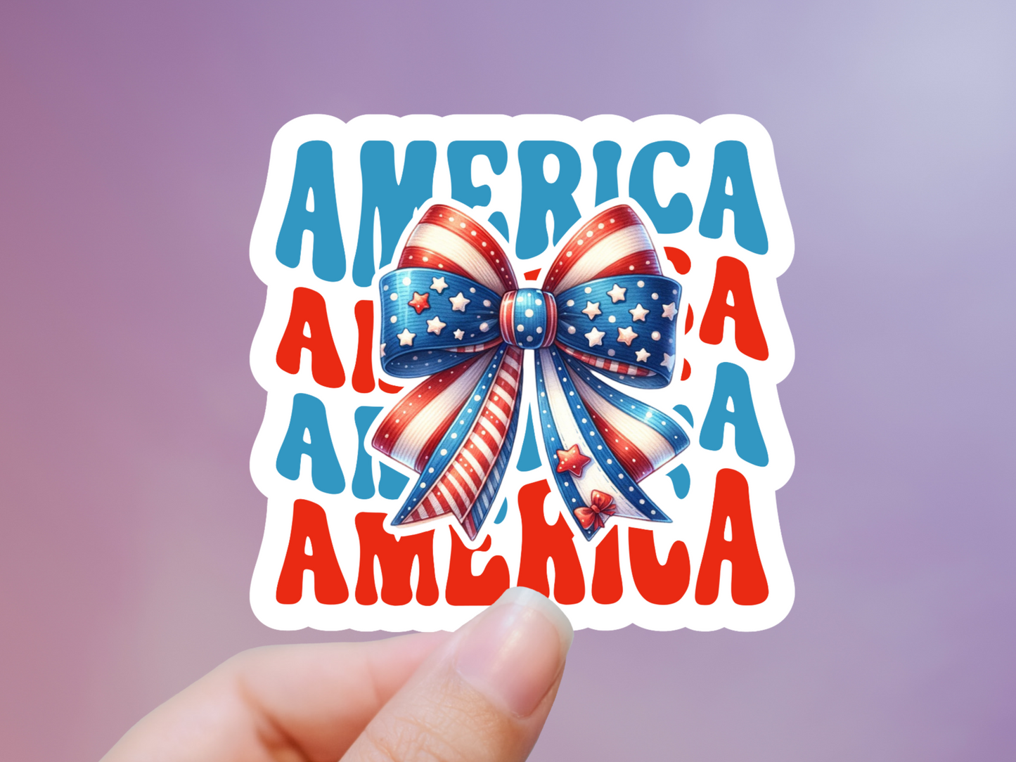 Stacked America Bow Sticker