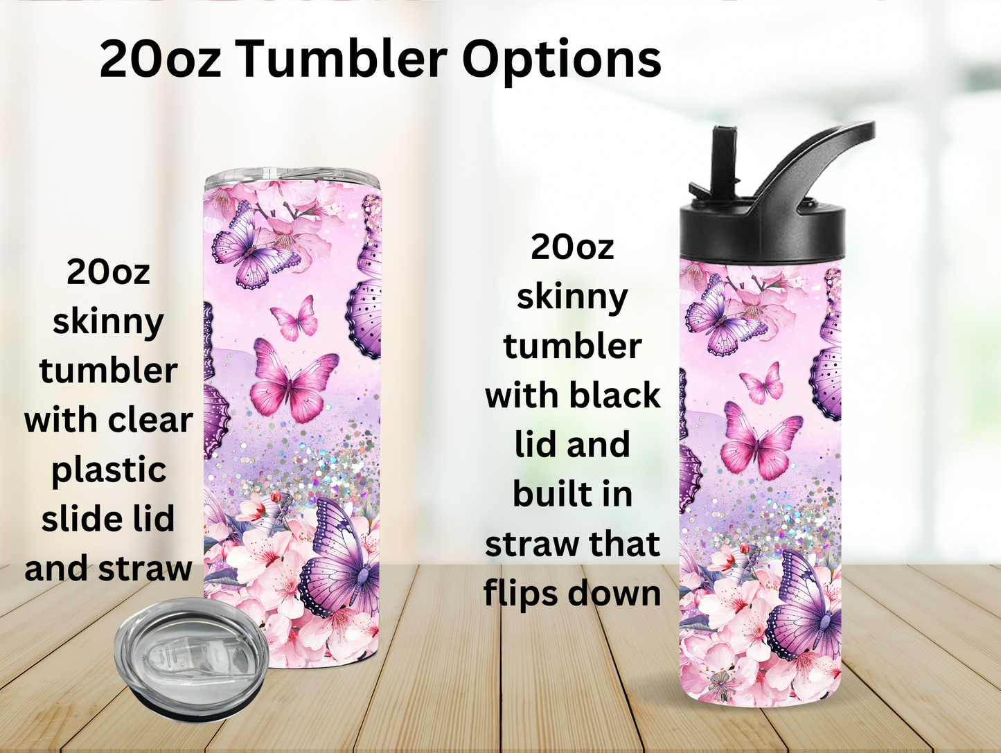 Purple & Pink Butterflies 20oz Tumbler