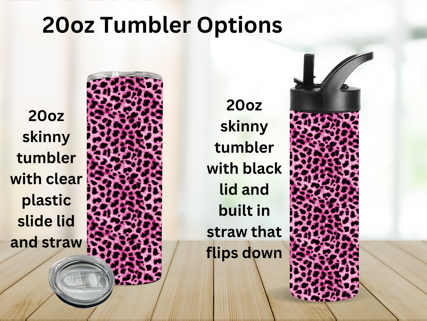Pink & Black Leopard Print 20oz Tumbler