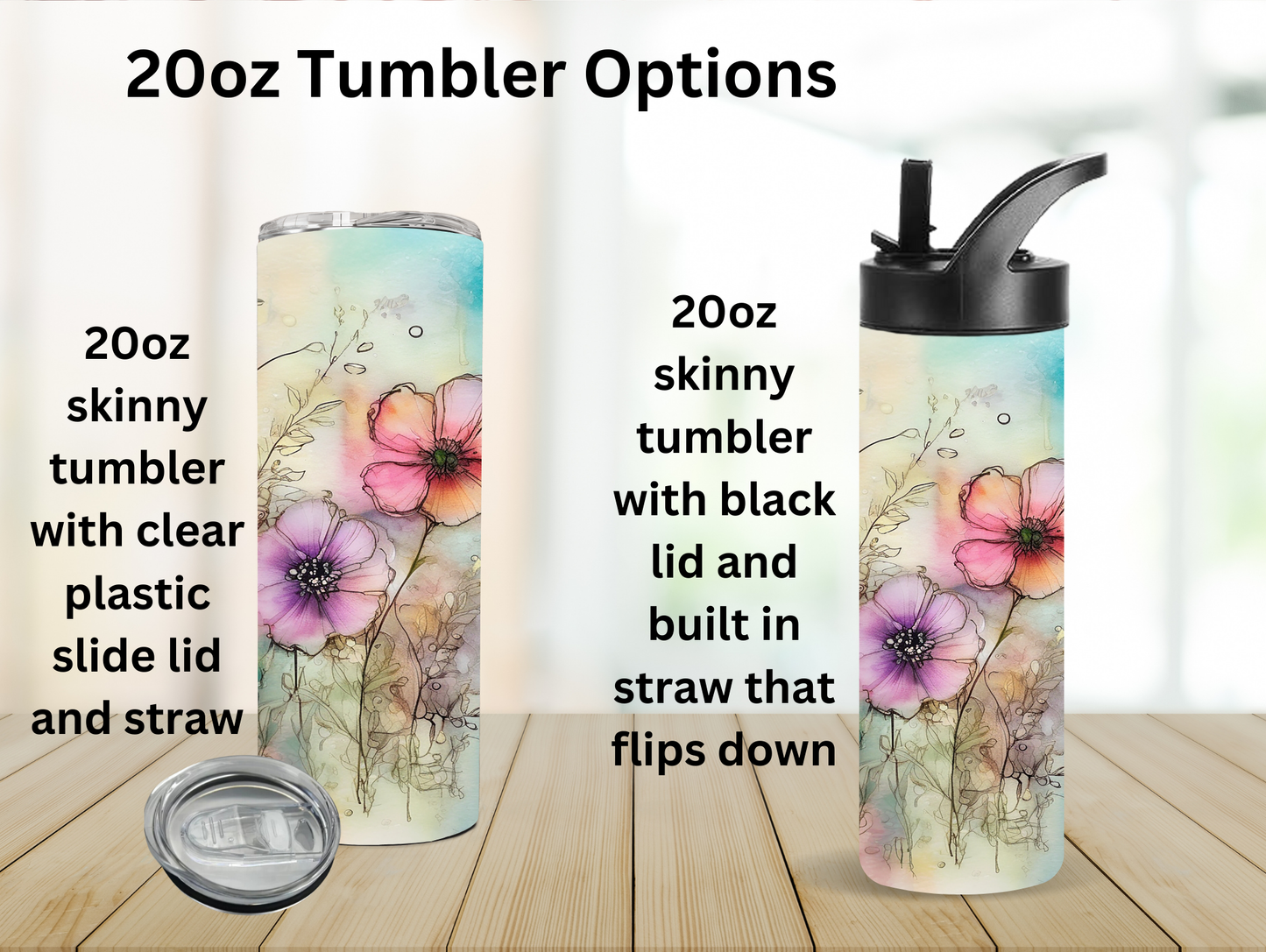 Watercolor Flowers 20oz Tumbler