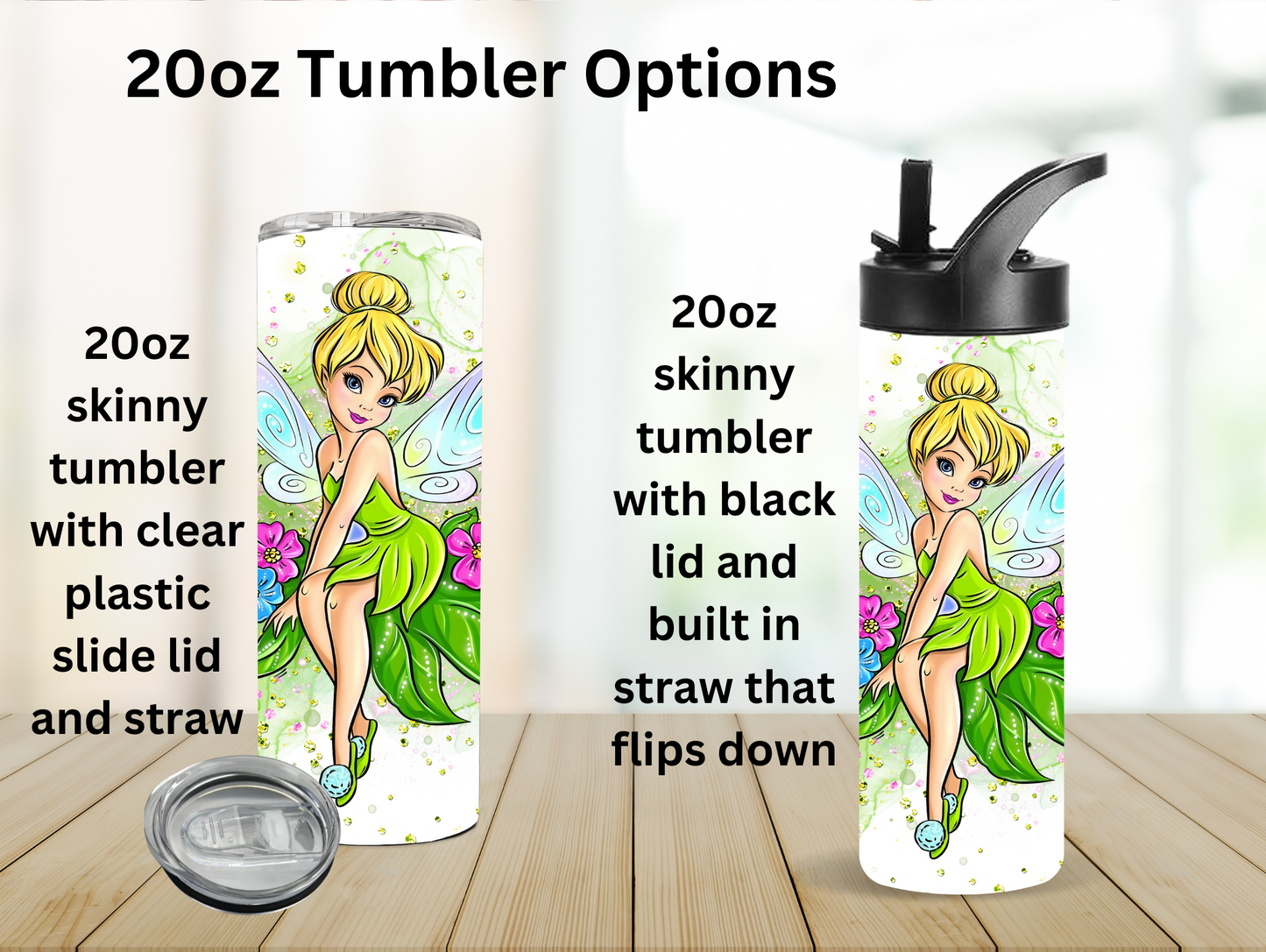 Cute Green Cartoon Fairy Sitting 20oz Tumbler