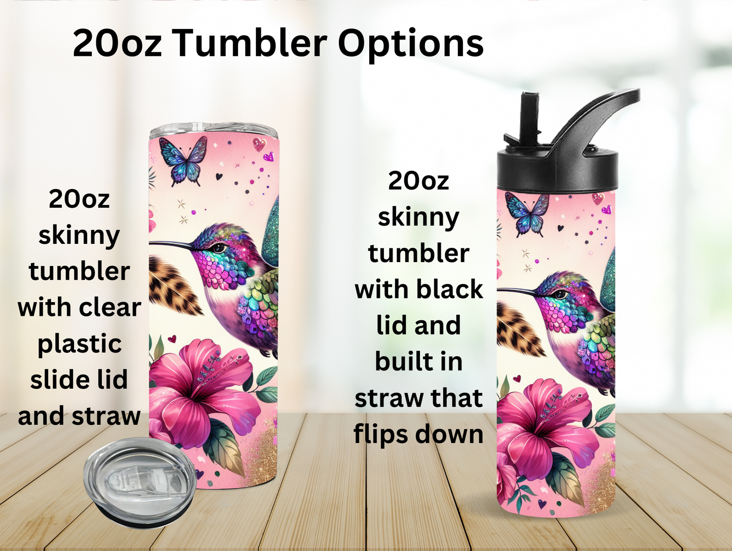 Hummingbird W/pink Flowers 20oz Tumbler