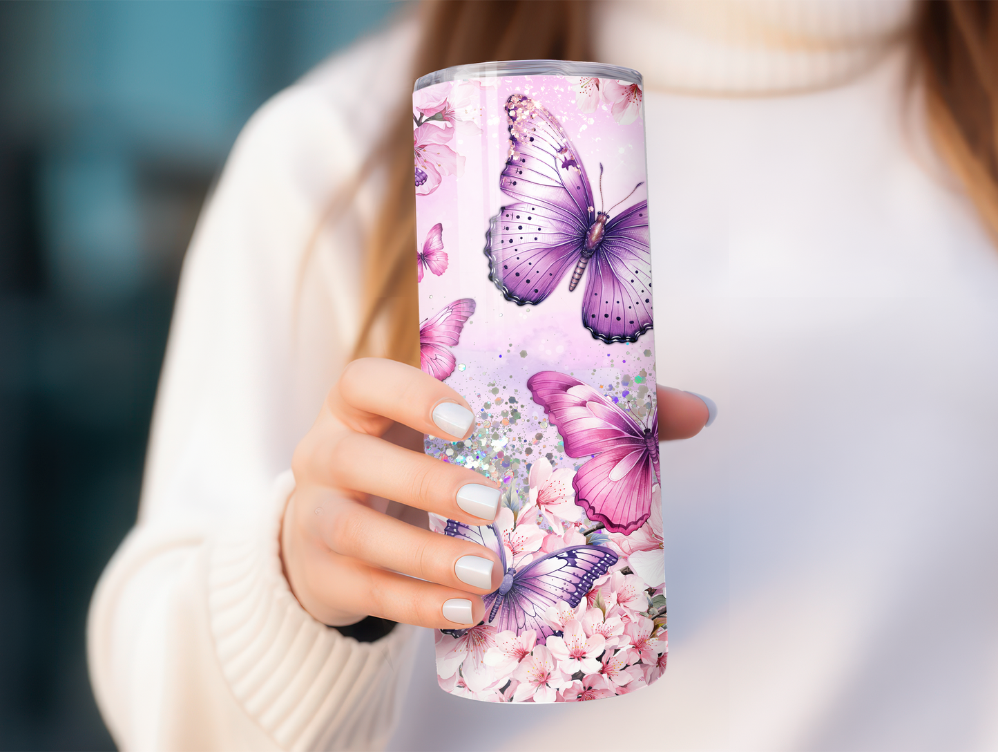 Purple & Pink Butterflies 20oz Tumbler