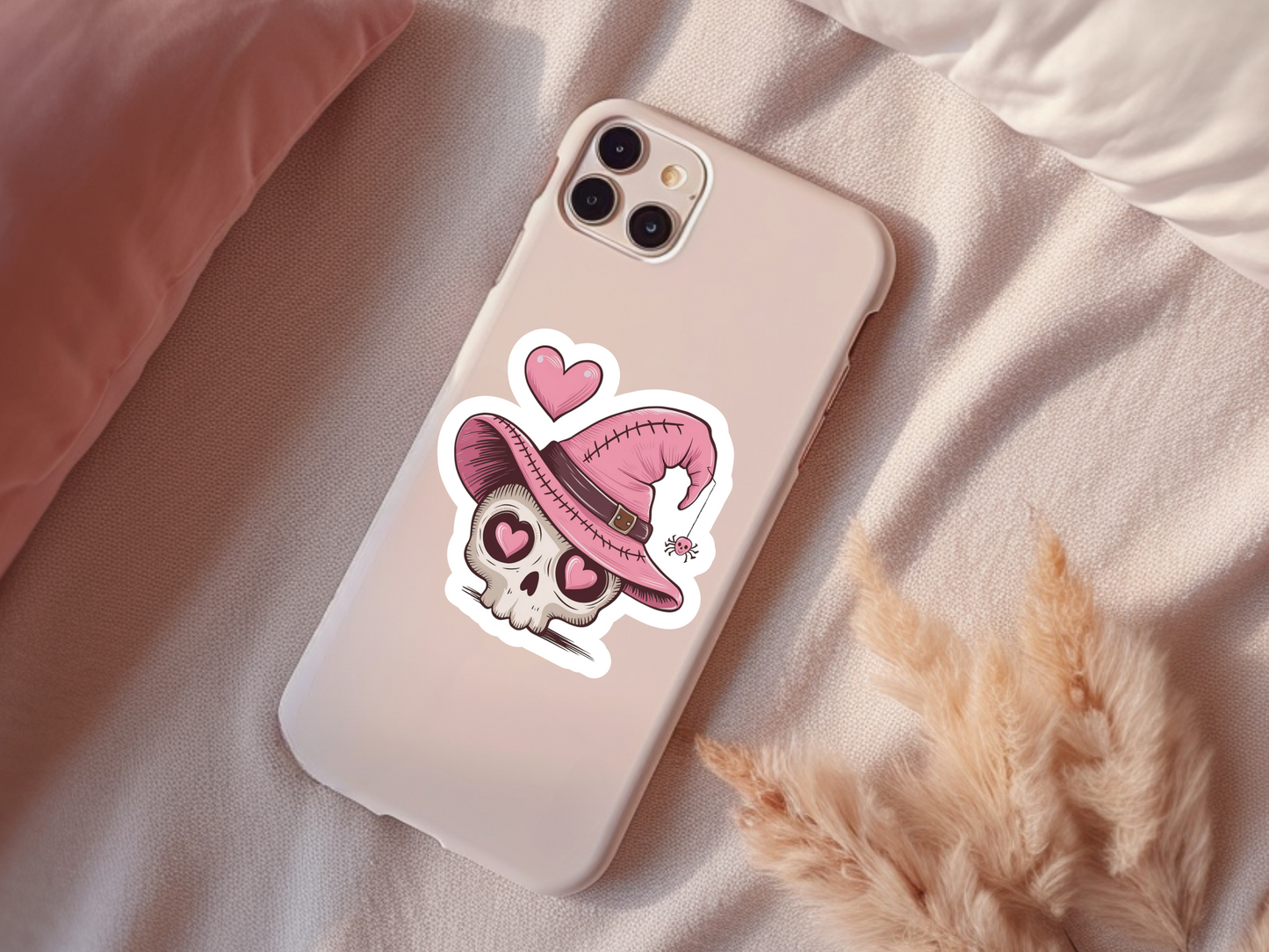Skull W/Heart and Witch Hat Sticker