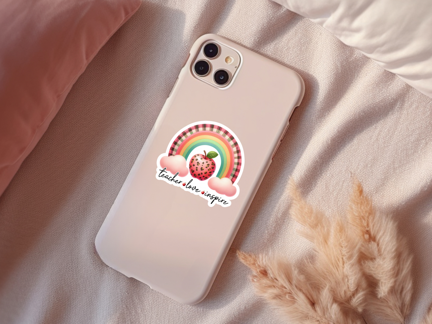 Teacher Love Inspire Rainbow Sticker