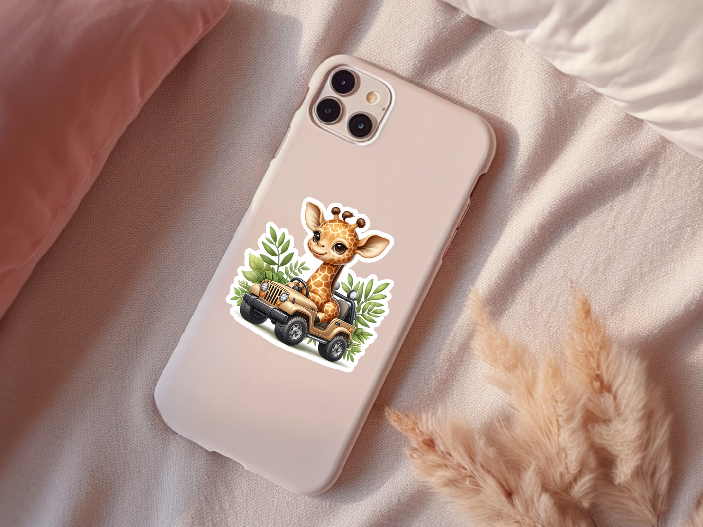 Cute Giraffe In Jeep Sticker