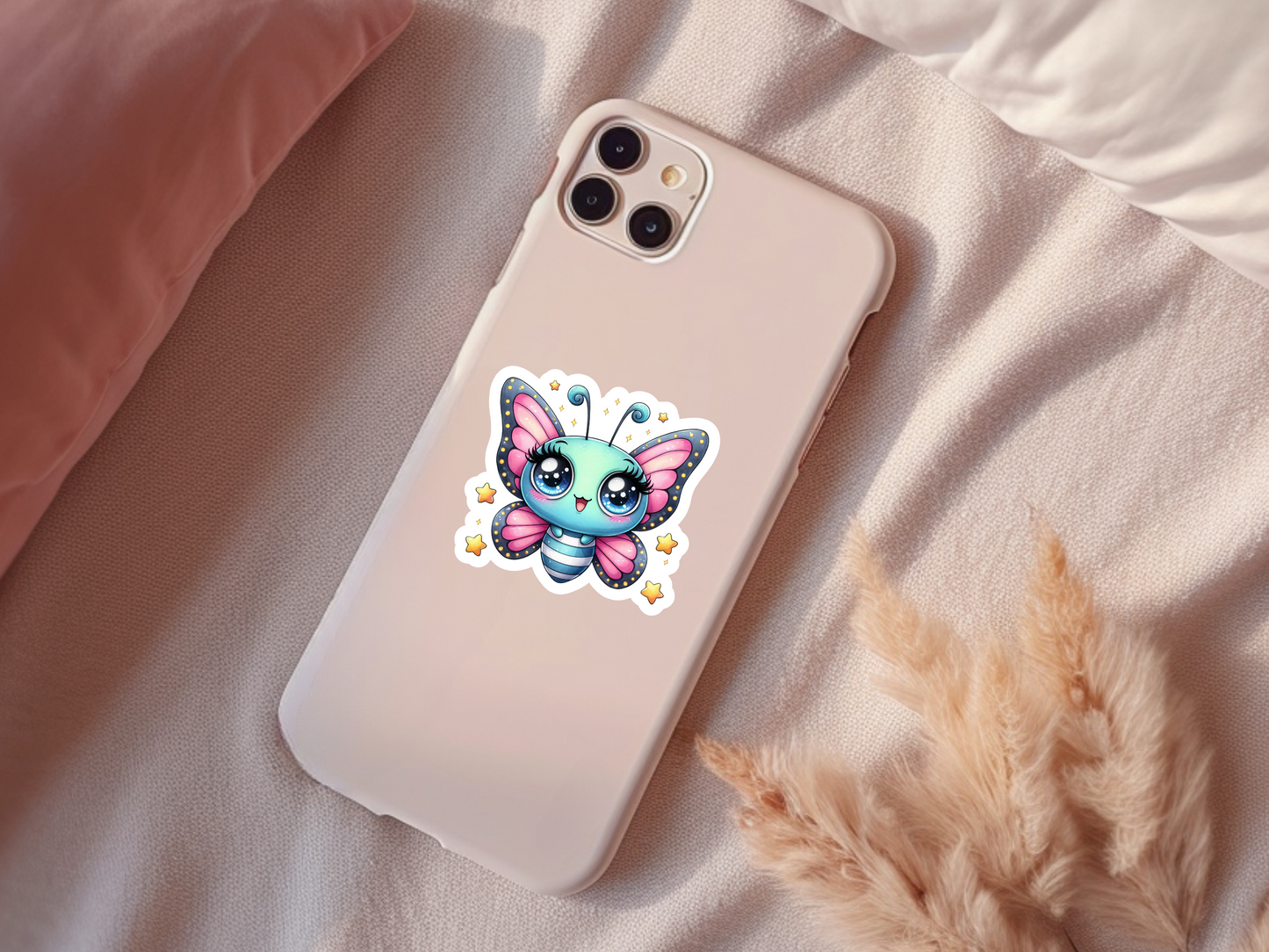 Cute Teal & Pink Bee With Stars Sticker