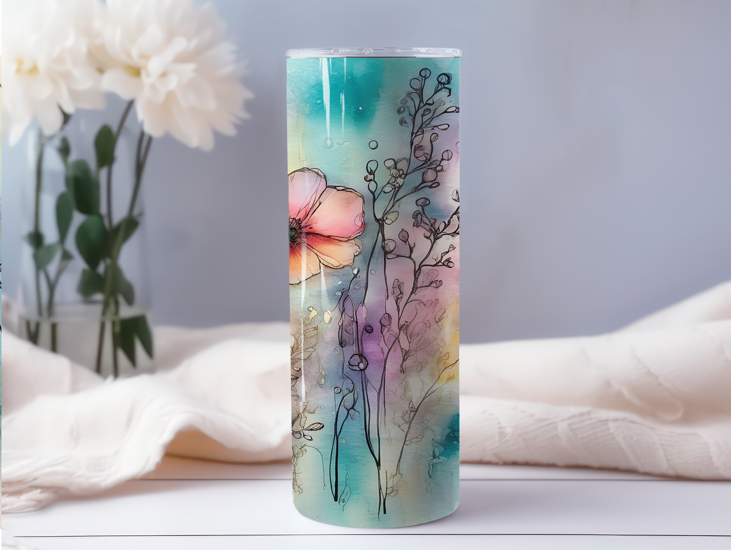 Watercolor Flowers 20oz Tumbler