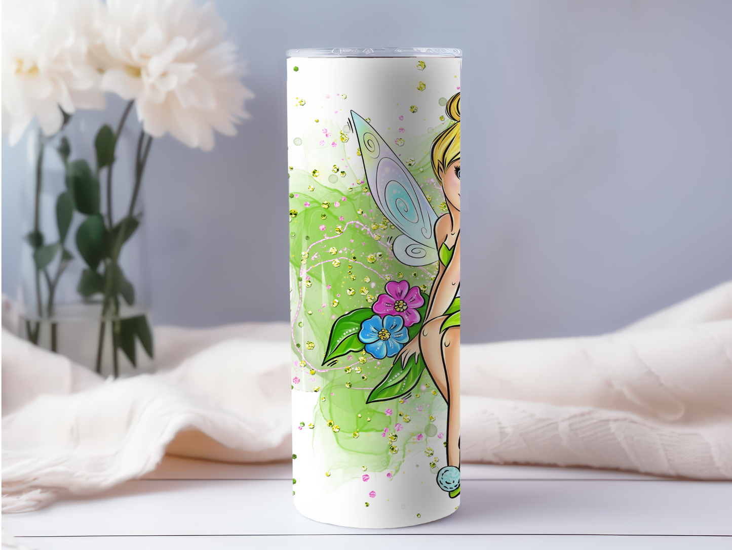 Cute Green Cartoon Fairy Sitting 20oz Tumbler