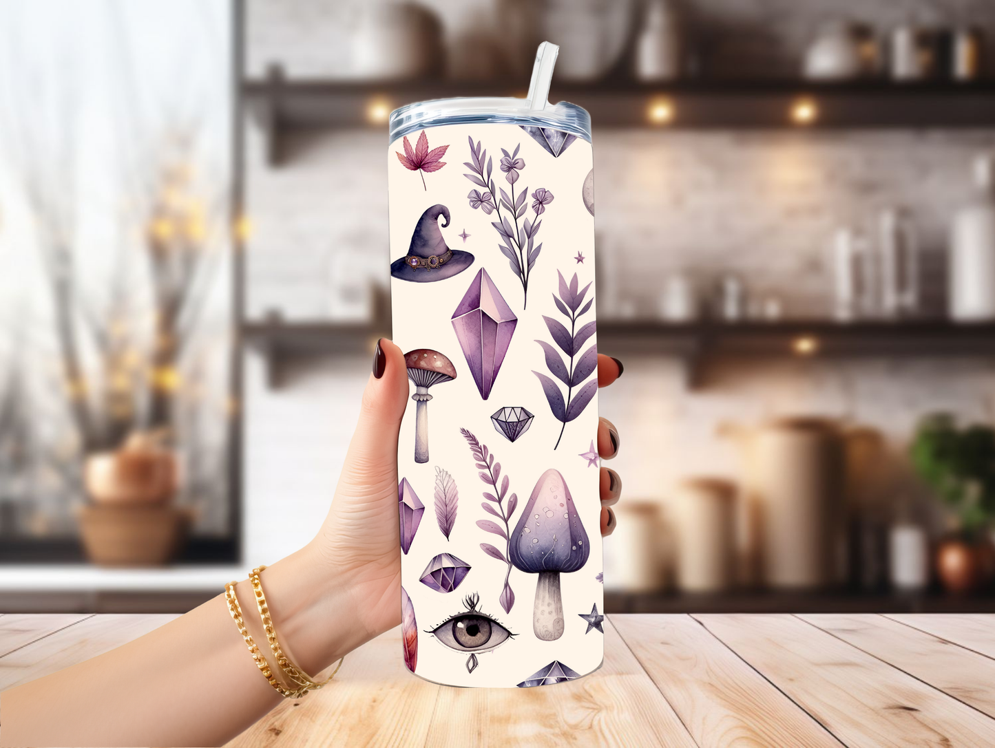 Purple Boho Mushroom 20oz Tumbler