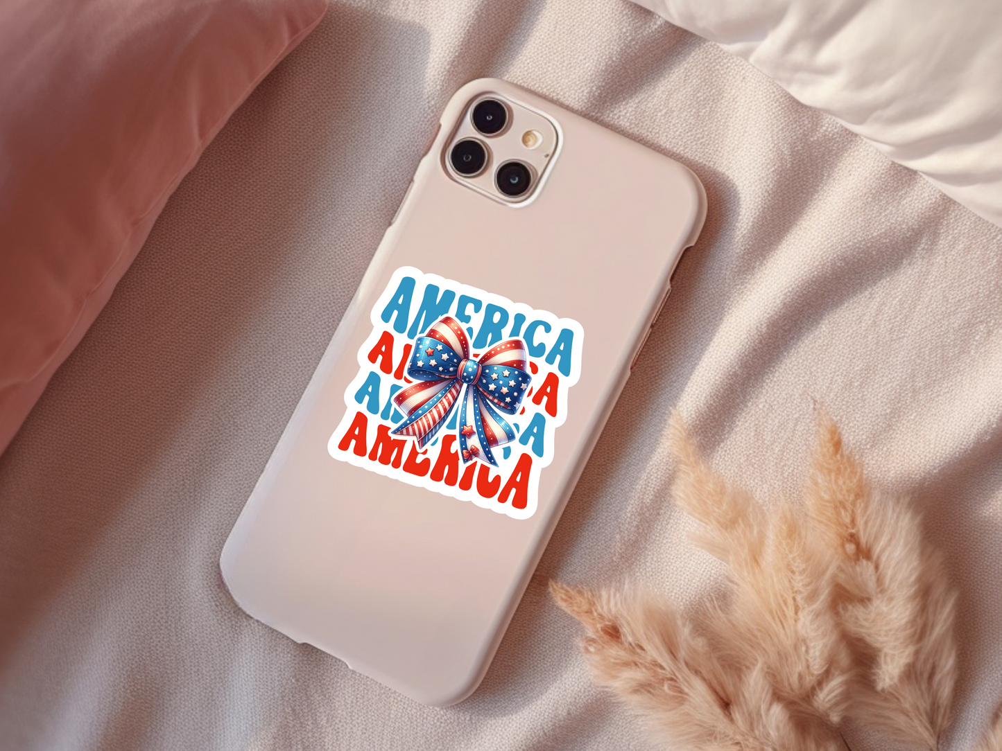 Stacked America Bow Sticker