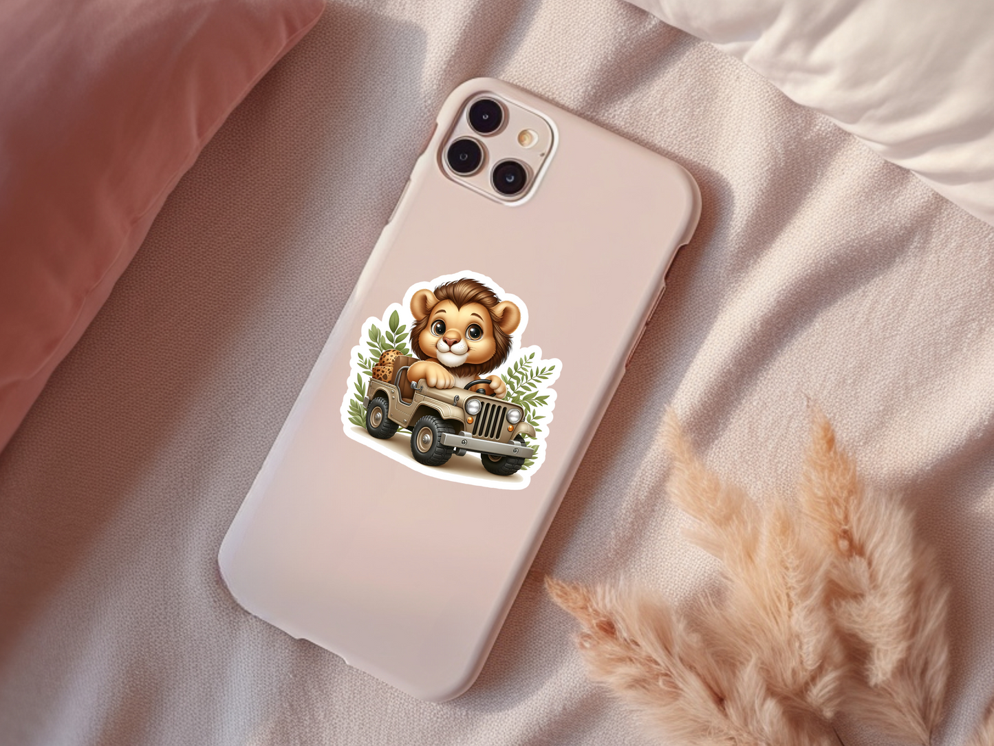 Cute Lion In Jeep Sticker