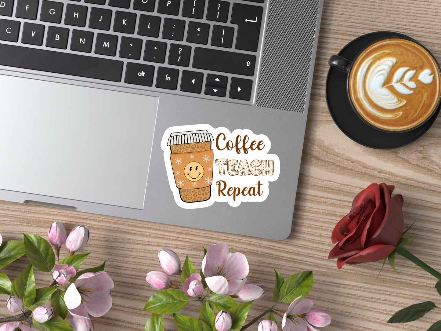 Coffee Teach Repeat Sticker