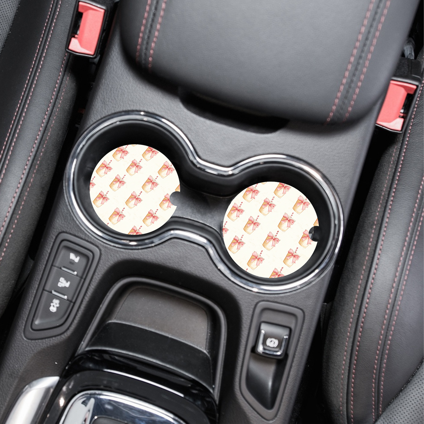Pink Coquette Bow & Iced Coffee Car Coaster