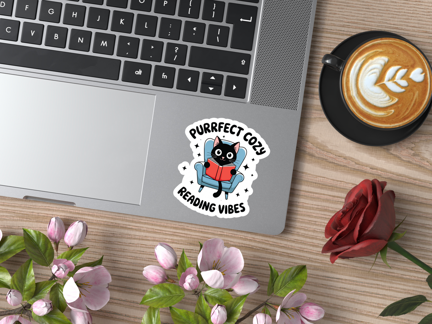Purrfect Cozy Reading Vibes Black Cat Sticker