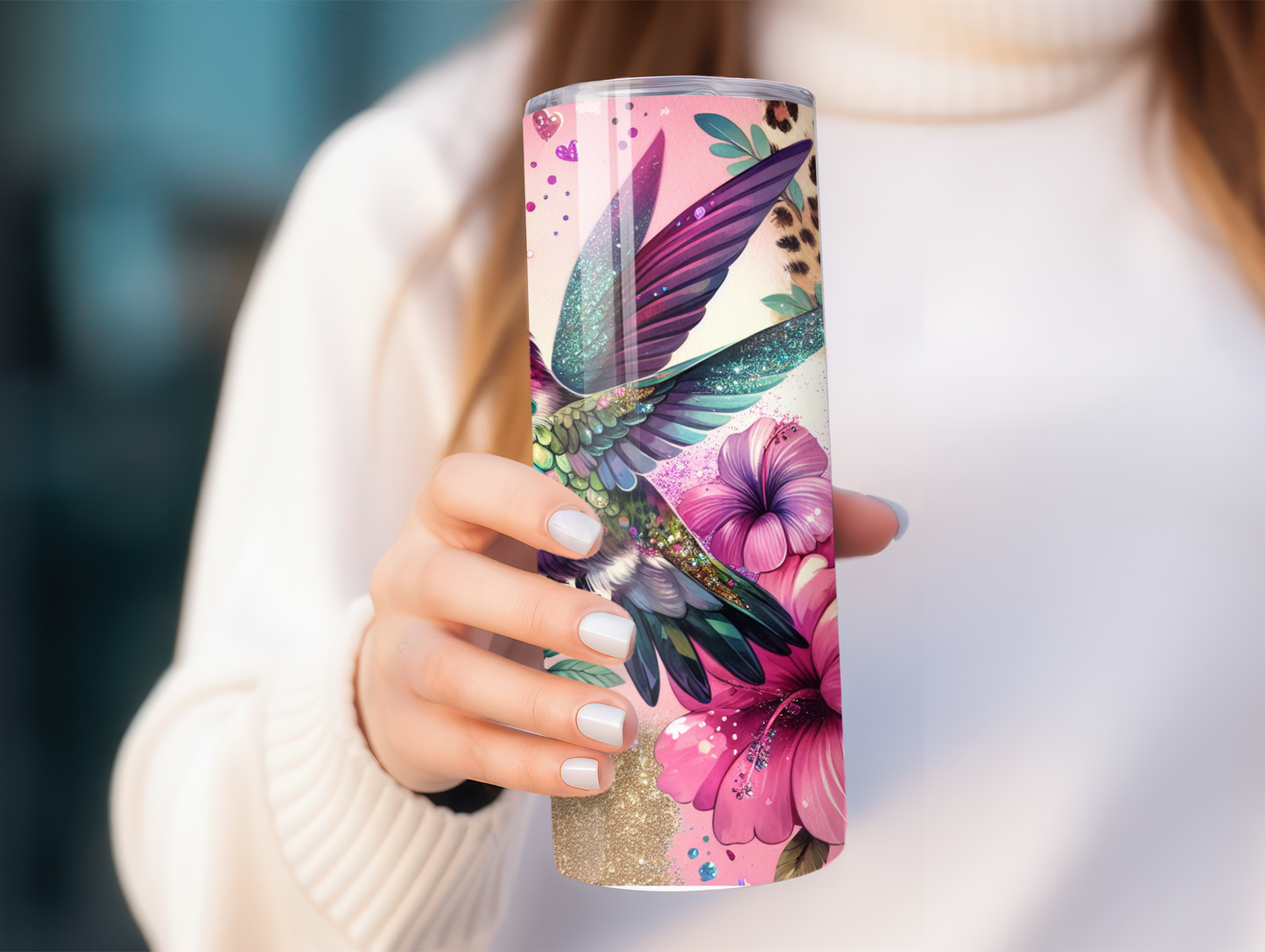 Hummingbird W/pink Flowers 20oz Tumbler