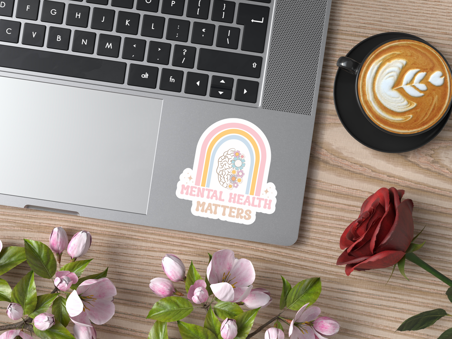Pastel Retro Mental Health Matters Rainbow Sticker