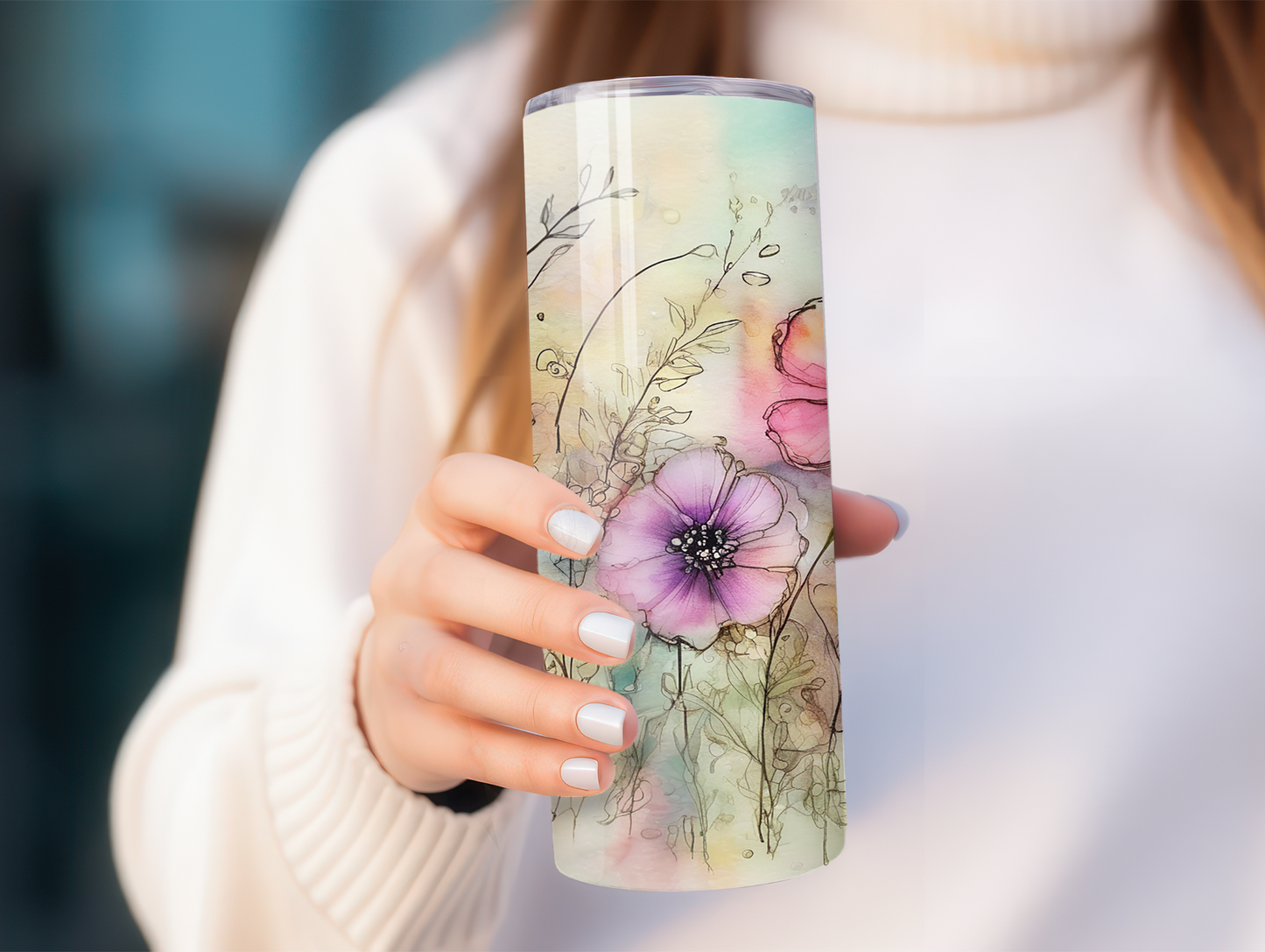 Watercolor Flowers 20oz Tumbler