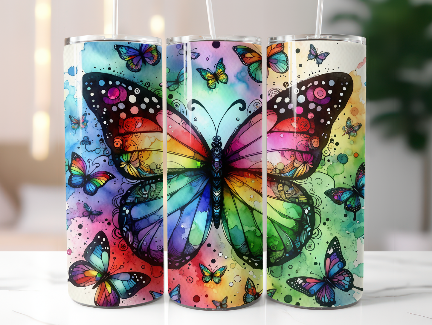 Watercolor Butterfly 20oz Tumbler