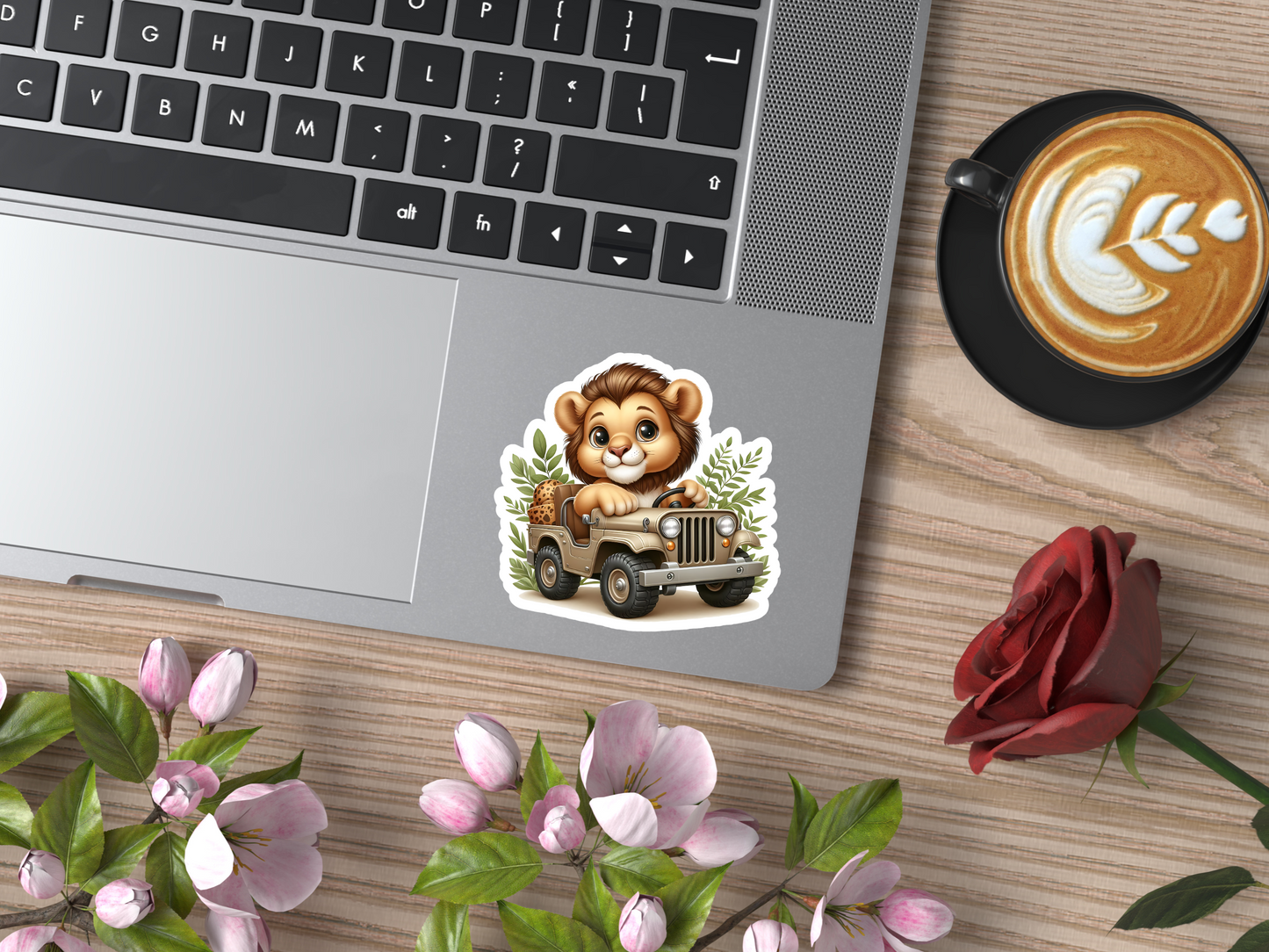 Cute Lion In Jeep Sticker