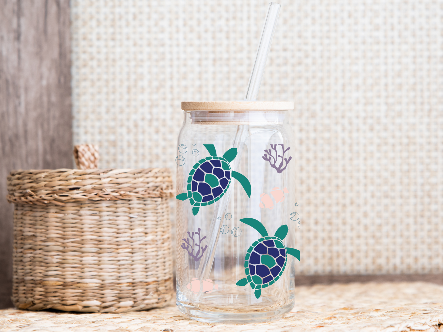 Sea Turtle 16oz Glass Cup