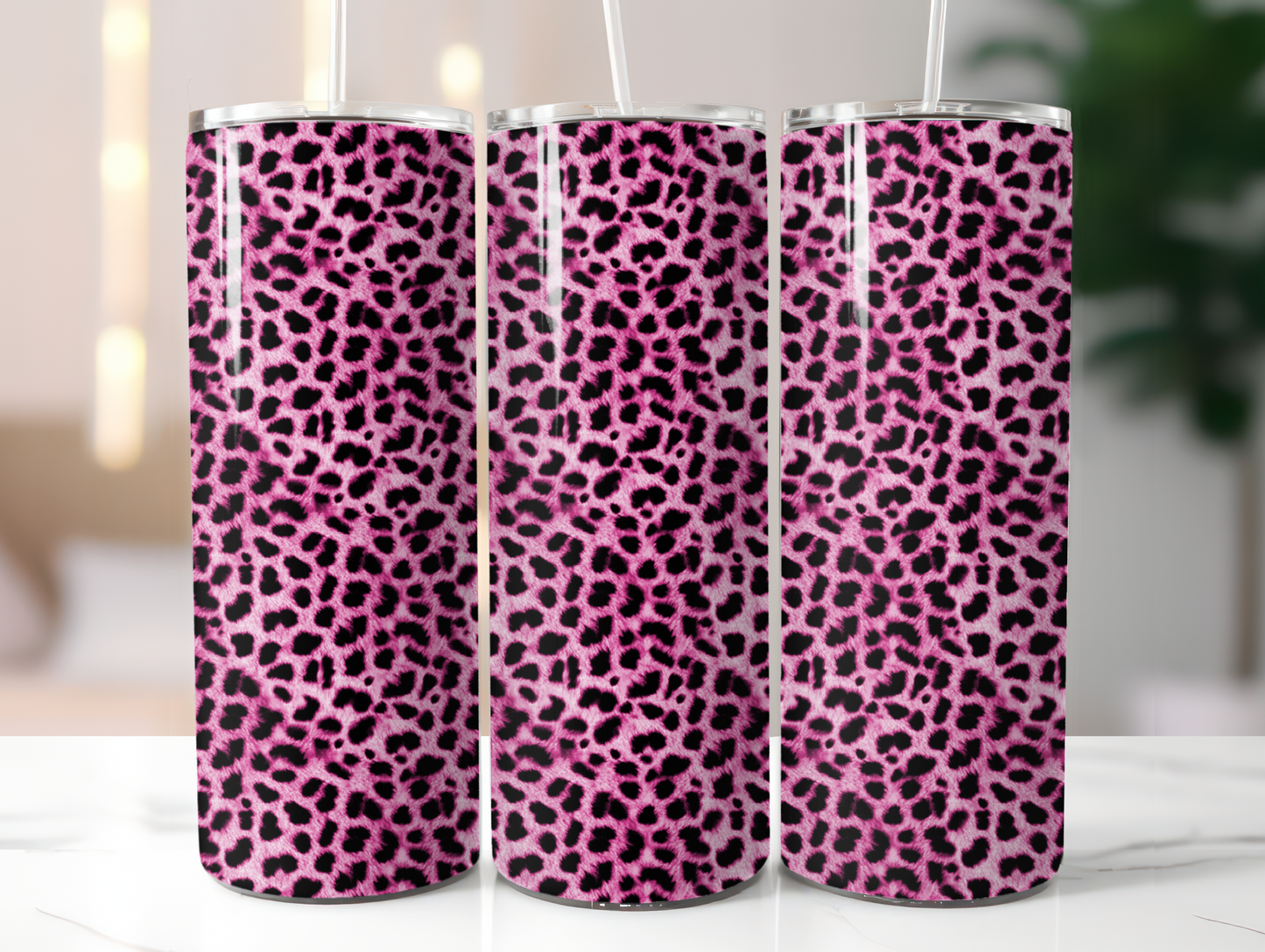 Pink & Black Leopard Print 20oz Tumbler