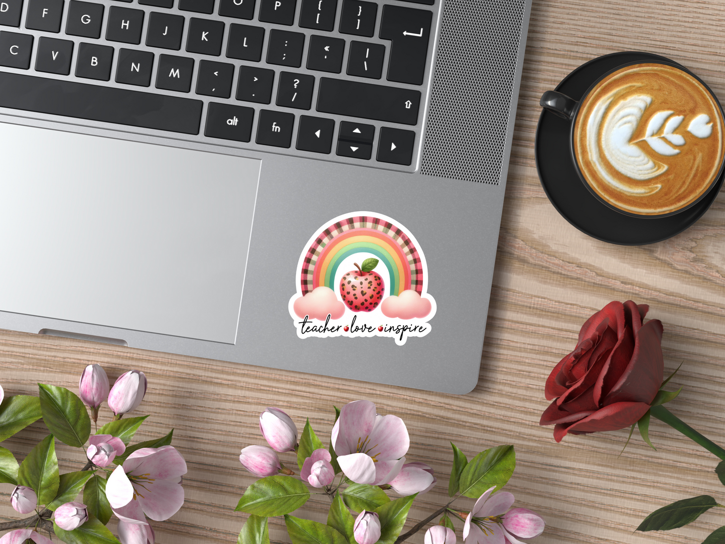 Teacher Love Inspire Rainbow Sticker