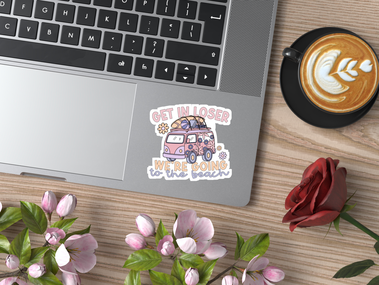 Get In Loser We're Going To The Beach Sticker