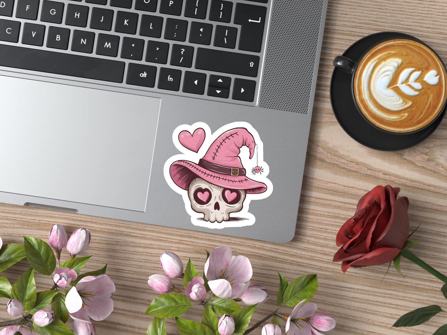 Skull W/Heart and Witch Hat Sticker