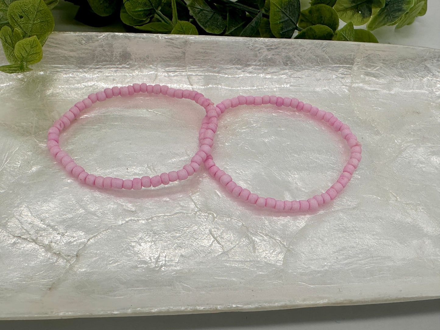 Pink Matte Seed Bead Stretch Bracelet