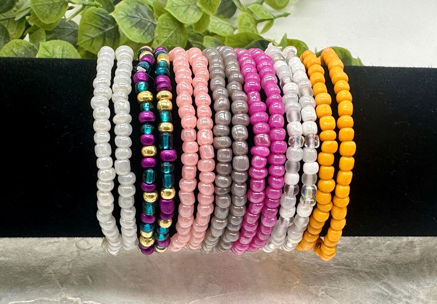 Cream Seed Bead Stretch Bracelet