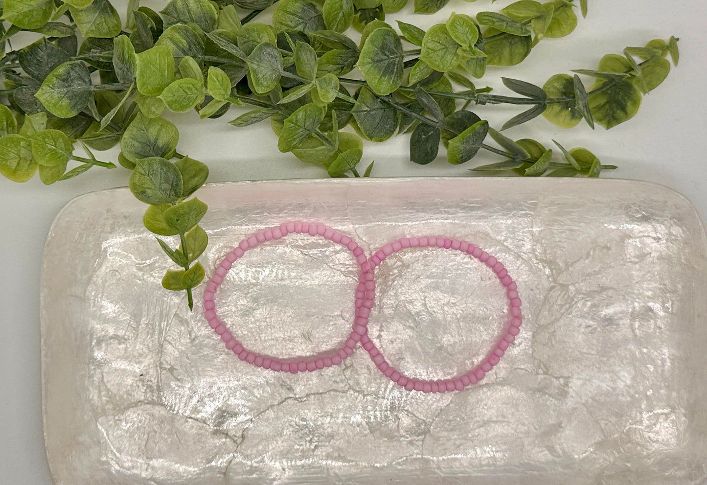 Pink Matte Seed Bead Stretch Bracelet