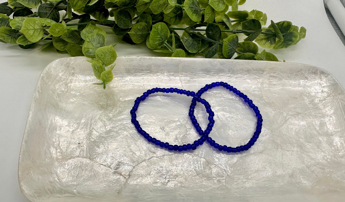 Sapphire Seed Bead Stretch Bracelet