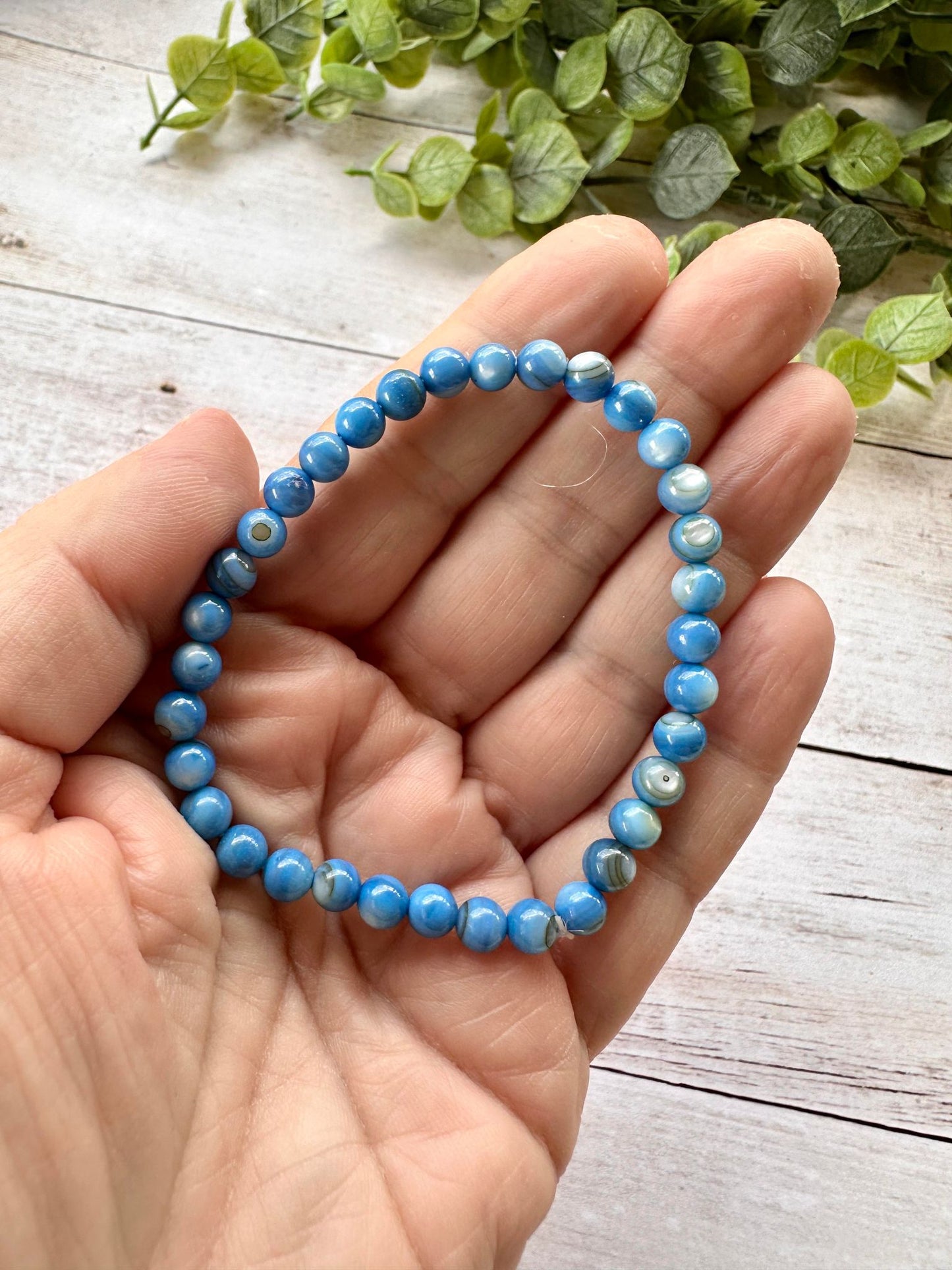 Blue Beaded Stretch Bracelet