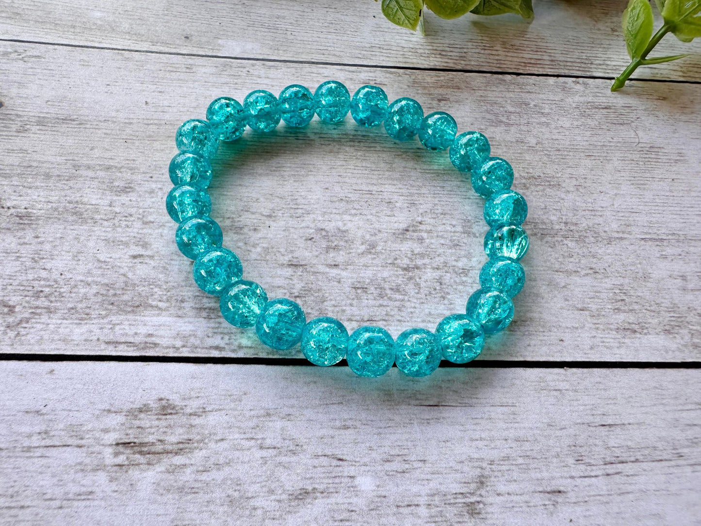 Teal Glass Stretch Bracelet