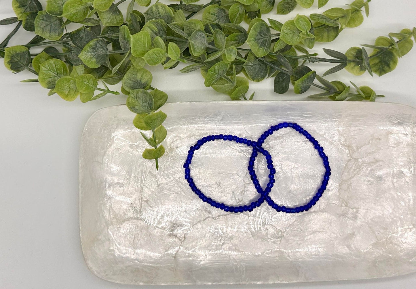 Sapphire Seed Bead Stretch Bracelet