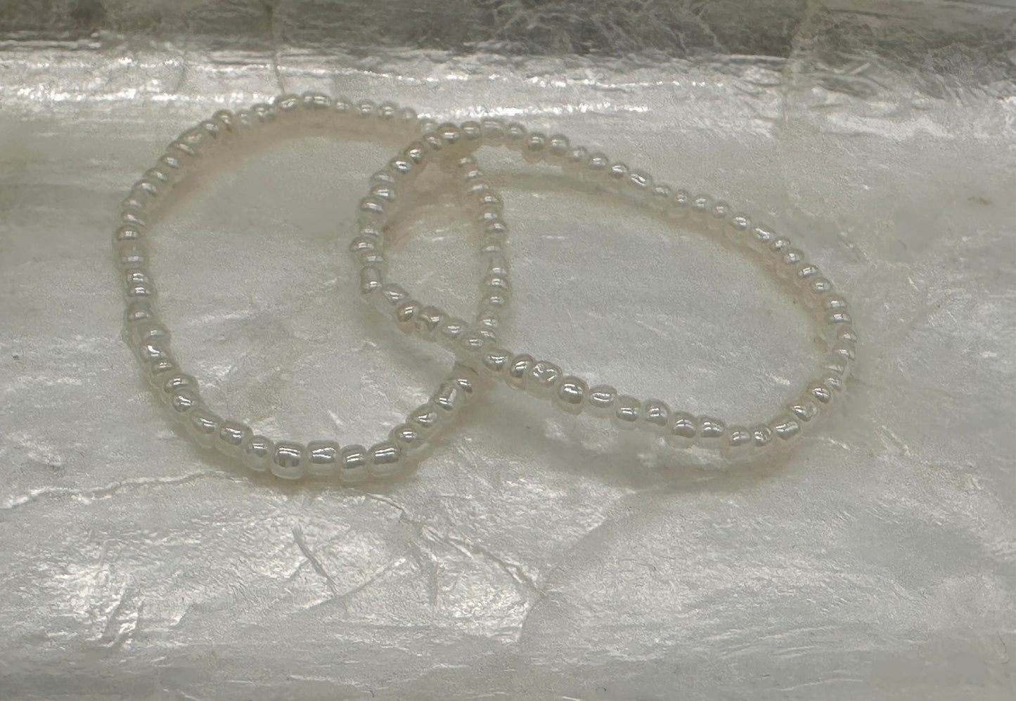 Cream Seed Bead Stretch Bracelet