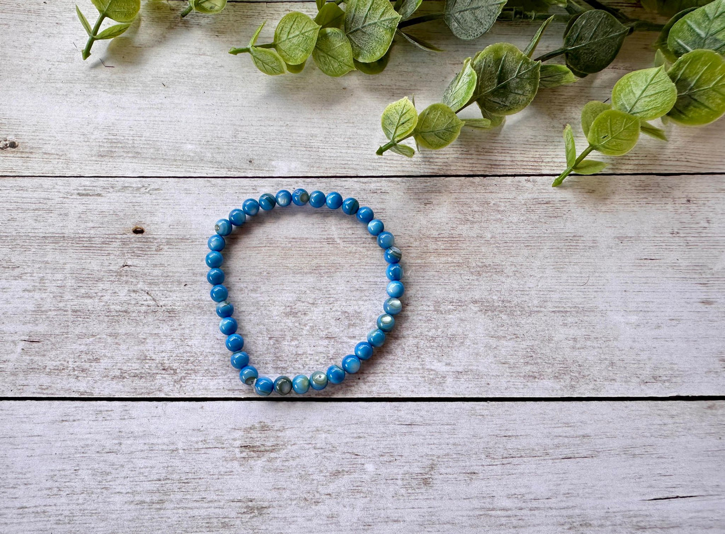 Blue Beaded Stretch Bracelet