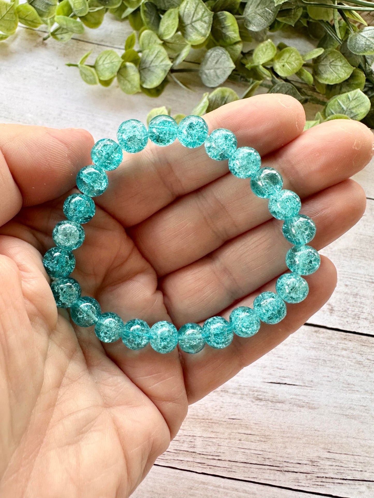 Teal Glass Stretch Bracelet