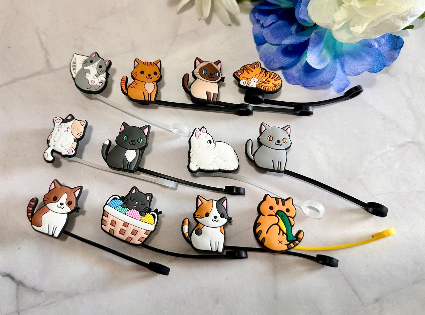 Cute Cat Straw Toppers
