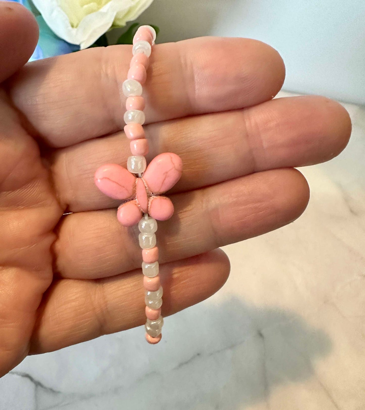 Pink Butterfly Stretch Bracelet