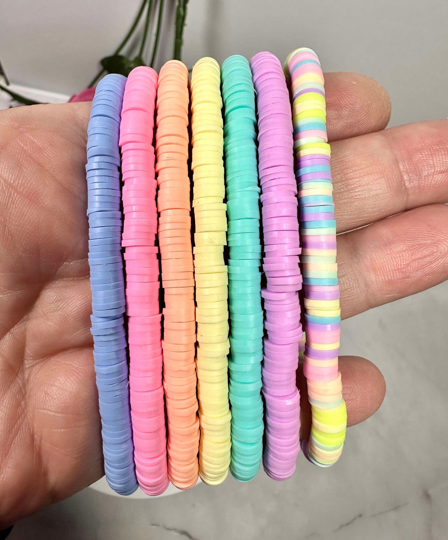 Pastel Heishi Clay Stretch Bracelets