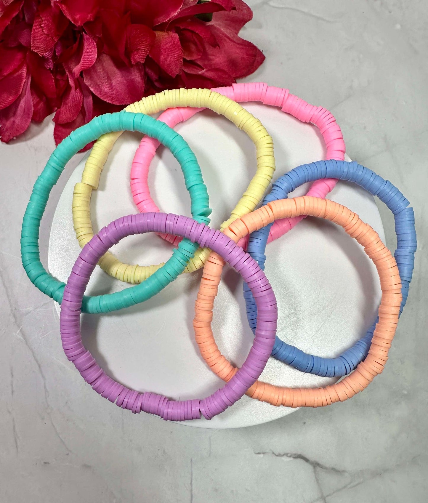 Pastel Heishi Clay Stretch Bracelets