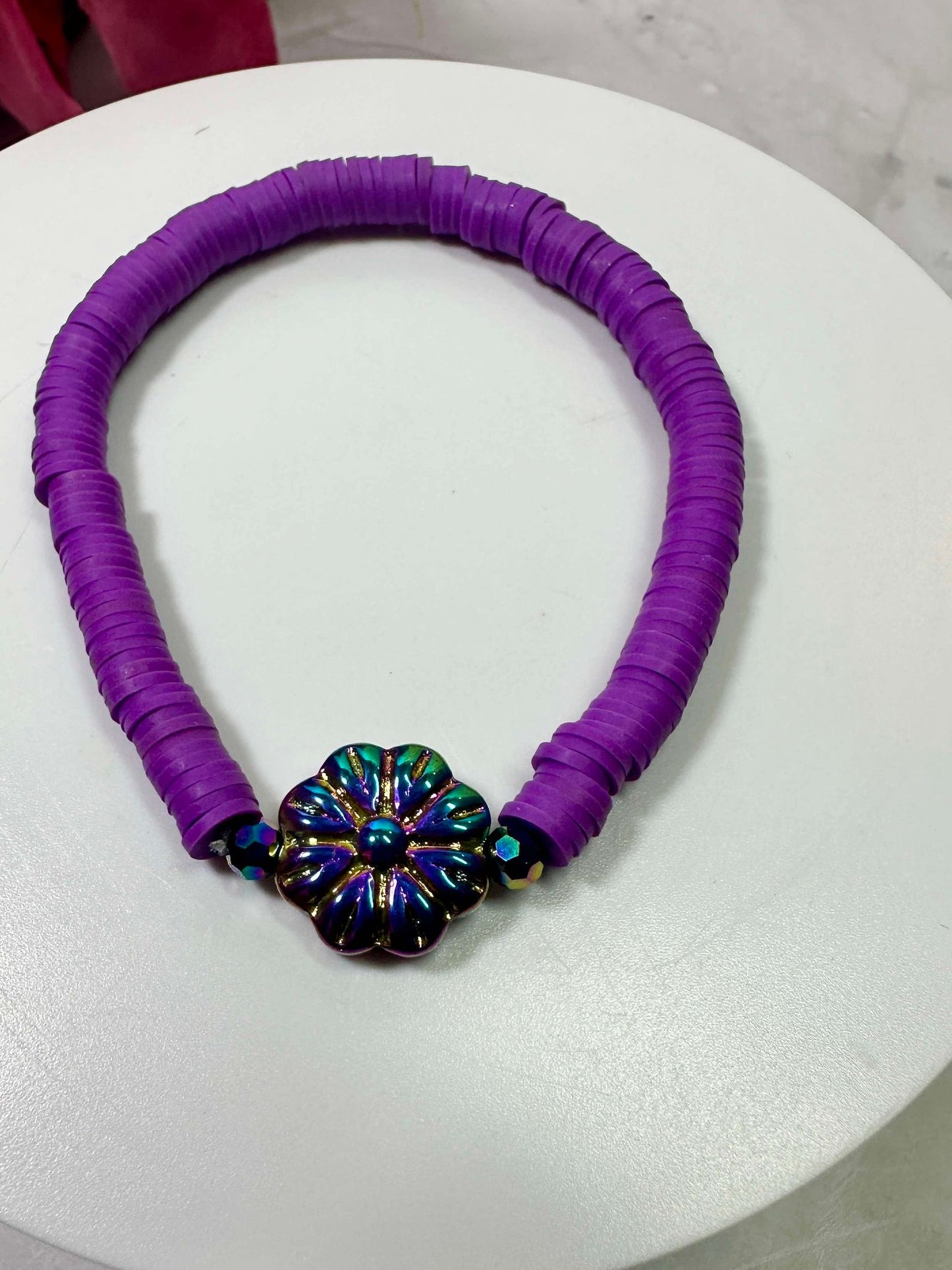 Iridescent Flower Heishi Bracelet