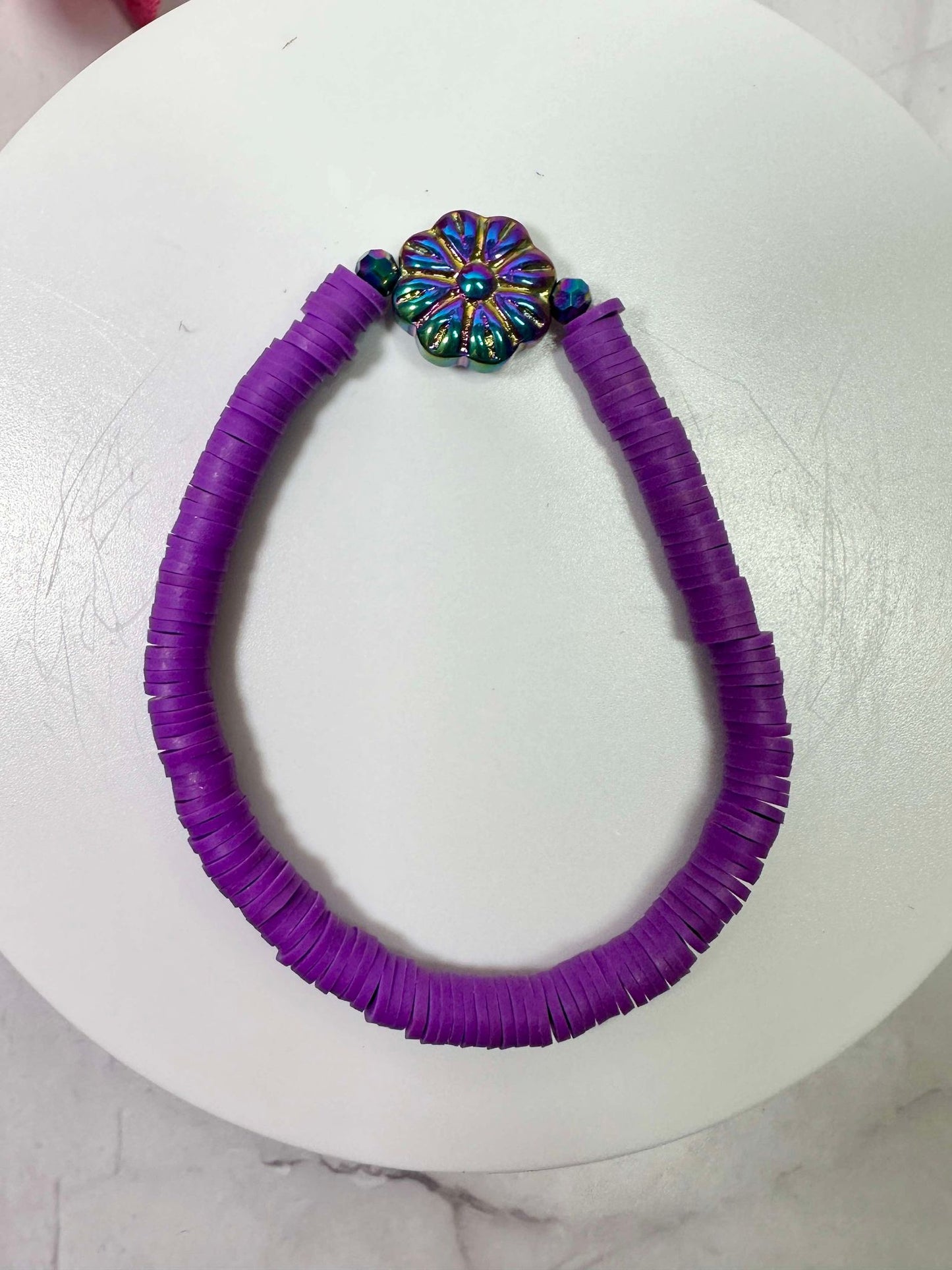 Iridescent Flower Heishi Bracelet