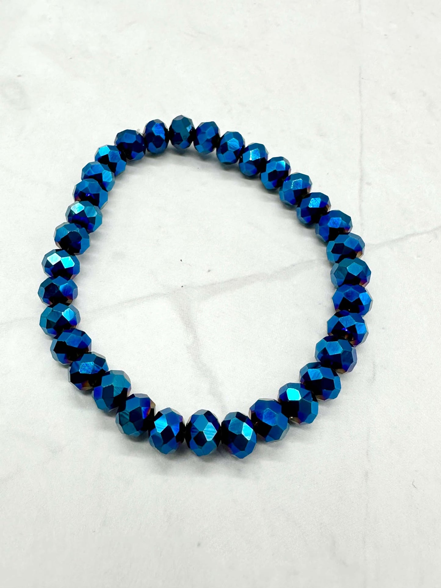 Royal Blue Beaded Stretch Bracelet
