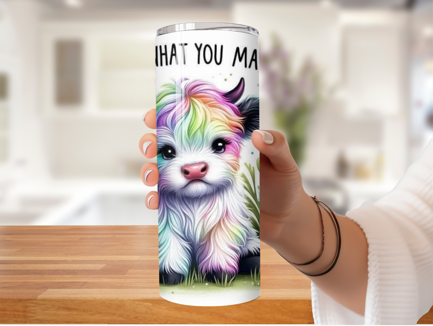 Life Is What You Make It Rainbow Highland Cow 20oz Tumbler