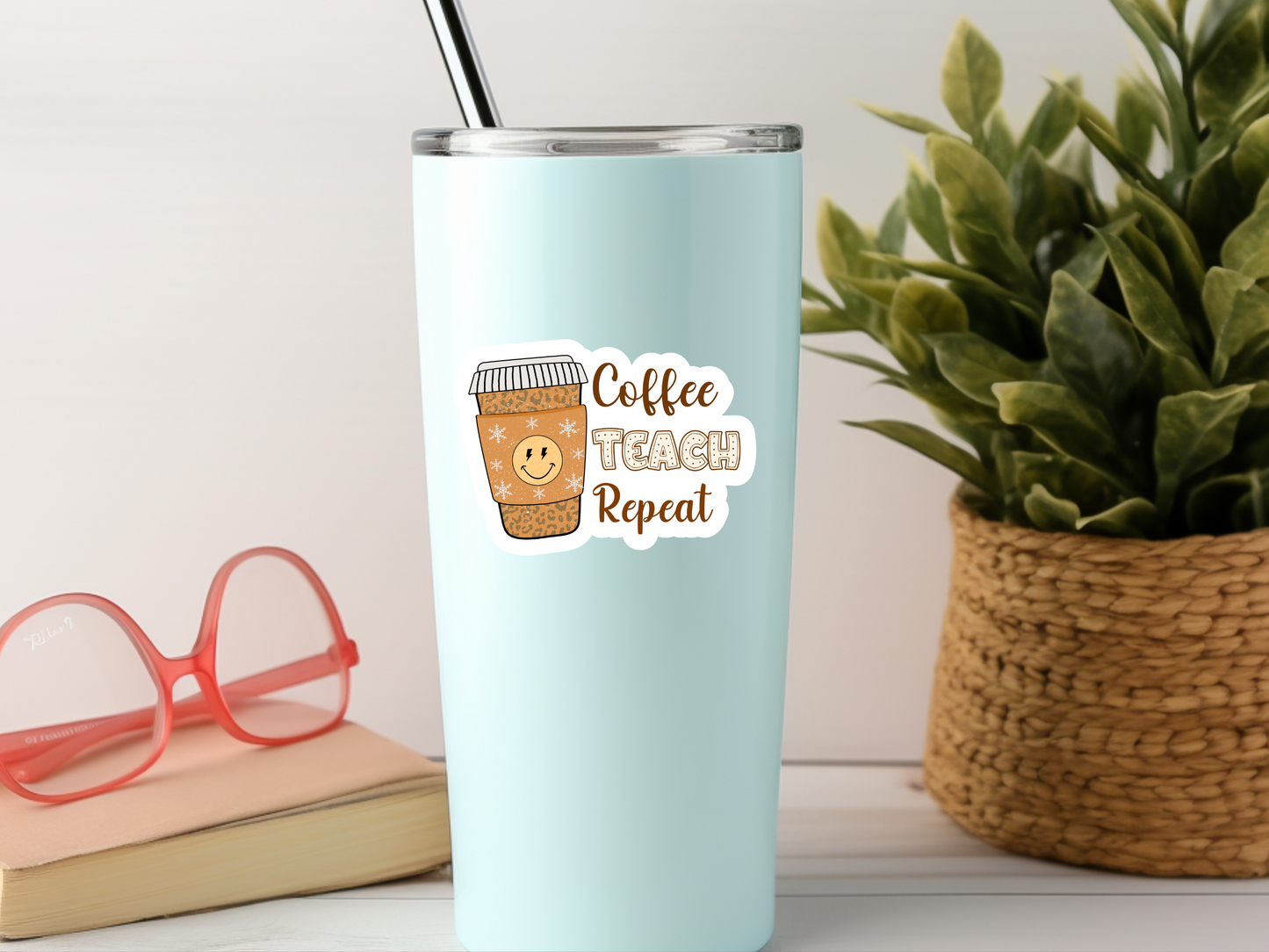 Coffee Teach Repeat Sticker